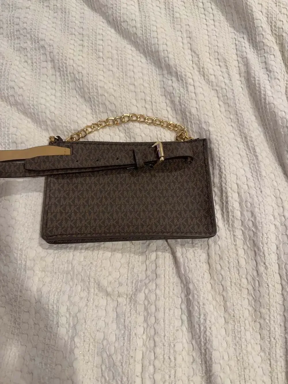 Michael Kors Signature Logo Belt Bag with Chain Detail